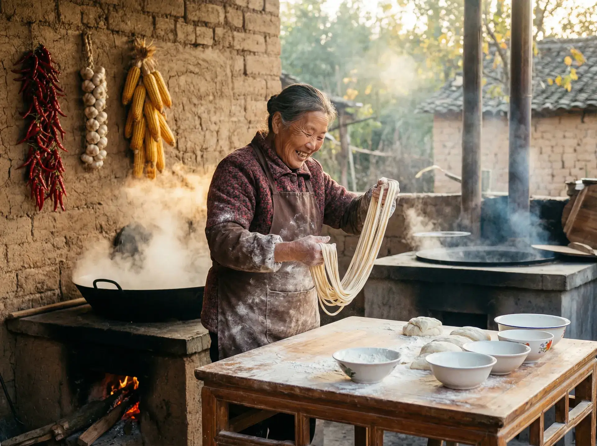 农家大嫂手擀面 - 绿帽社首页 乡村美食